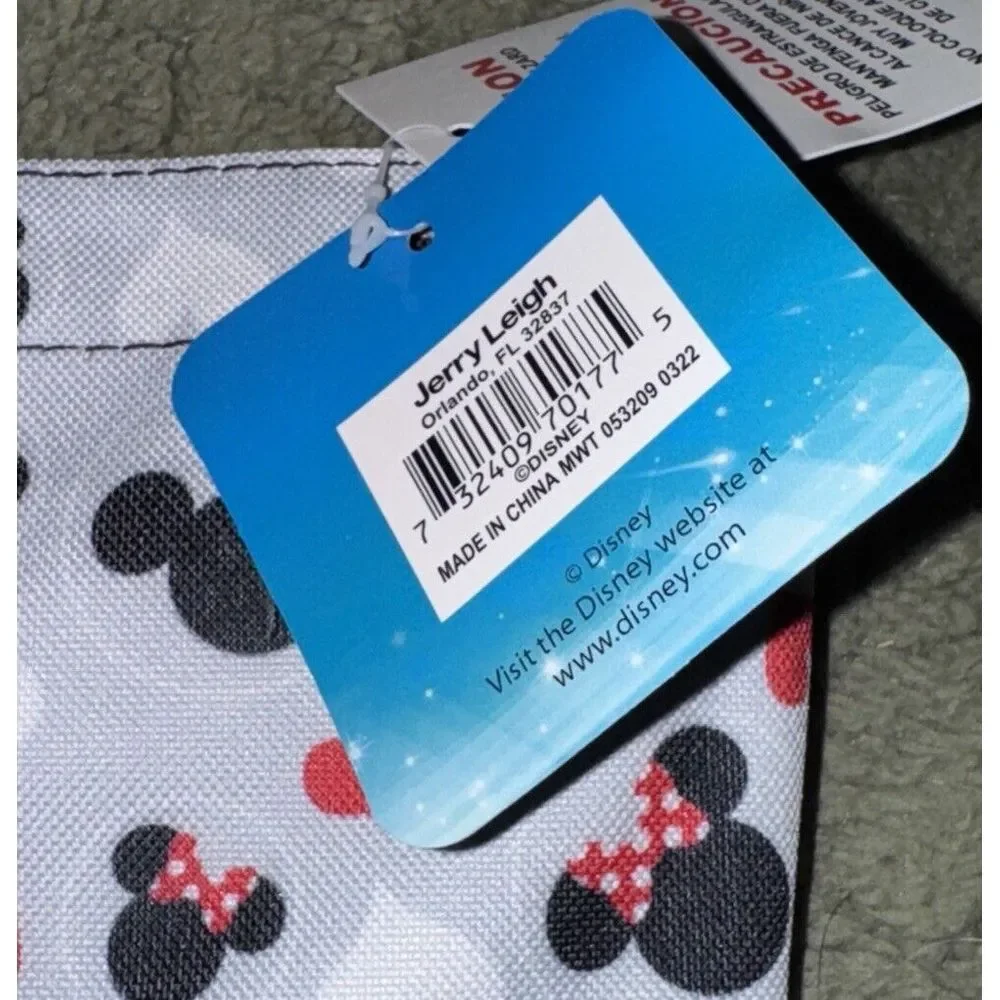 Disney Mickey & Minnie Gray Iconic Print‎ Heart Travel Tote Bag~ Licensed NWT